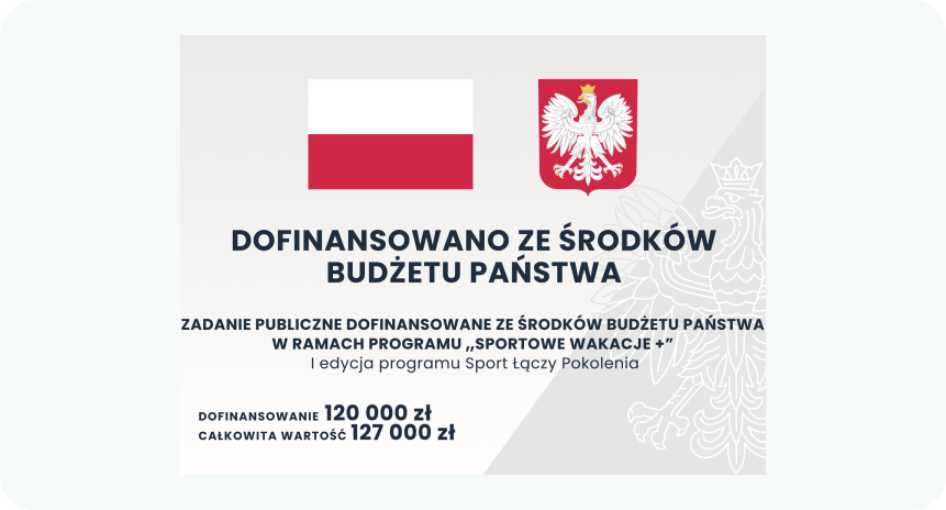 Obrazek informacyjny o finansowaniu projektu. Dofinansowano ze środków budżetu państwa. Zadania publiczne dofinansowane ze środków budżetu państwa w ramach programu 